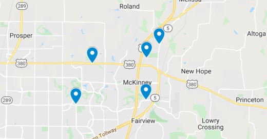 Google Maps screenshot of McKinney area