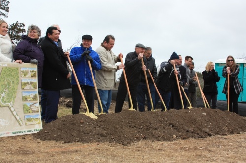 City of New Braunfels officials on Feb. 23 broke ground on Mission Hill Park. (Lauren Canterberry/Community Impact Newspaper)
