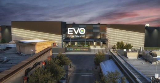 The center will have seven dine-in movie theaters, bumper cars, an arcade, virtual reality gaming, a rock climbing wall and more. (Courtesy EVO Entertainment)