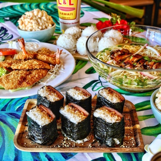 Popular menu items at L&L Hawaiian Barbecue include barbecue chicken, Kalua pork, loco moco, musubi and more. (Courtesy L&L Hawaiian Barbecue)