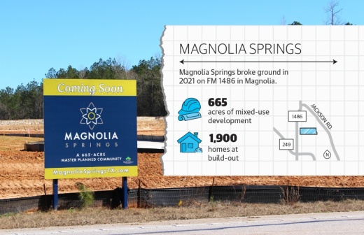 Magnolia Springs is a community under construction on FM 1486. (Chandler France/Community Impact Newspaper)