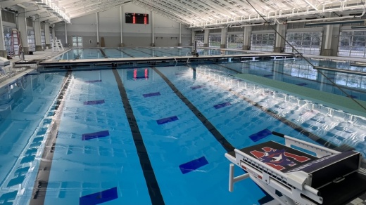 The new facility offers eight lanes, three diving boards and several starting blocks. (Grace Dickens/Community Impact Newspaper)