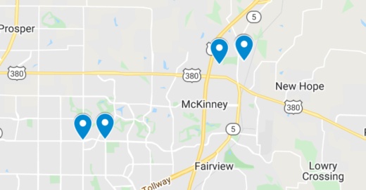 Google Maps screenshot of McKinney area