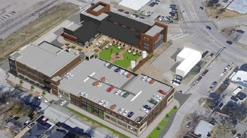 Frisco Brewing Company will open in 2023 at 6601 Frisco Square Blvd. The brewery will open alongside a restaurant, bakery, butcher shop and large patio space. (Rendering courtesy Nack Development)