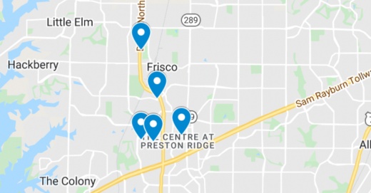 Google Maps screenshot of Frisco area