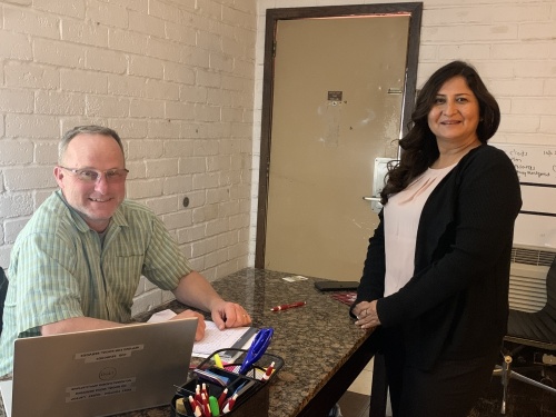 Case managers Charles Laws and Heather Herrera are part of the First Footing Program team and assist individuals experiencing homelessness. (Courtesy New Braunfels Housing Partners)