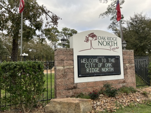 Oak Ridge North City Council discussed a new city sign during a Feb. 28 council meeting. (Ally Bolender/Community Impact Newspaper)