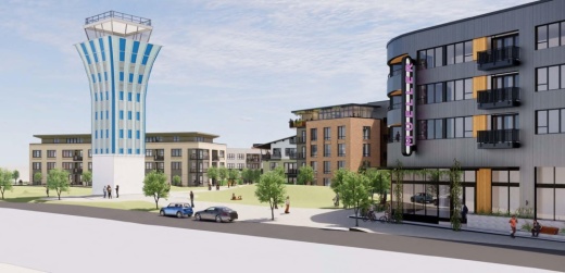 The tower district will have two apartment buildings. (Rendering courtesy Ryan Cos.)