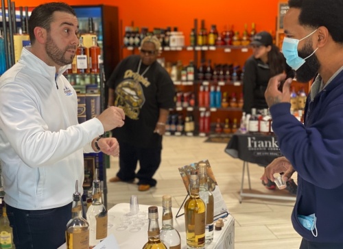 Sean Barber, creator of Pflugerville-based Verdadero Tequila, conducts a tasting Feb. 12. (Brian Rash/Community Impact Newspaper)