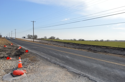 The early stages of road work has already started on CR 110. (Hunter Terrell/Community Impact Newspaper)