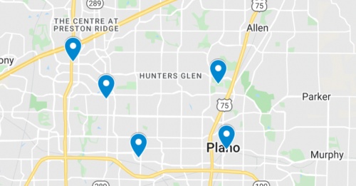 Google Maps screenshot of Plano area