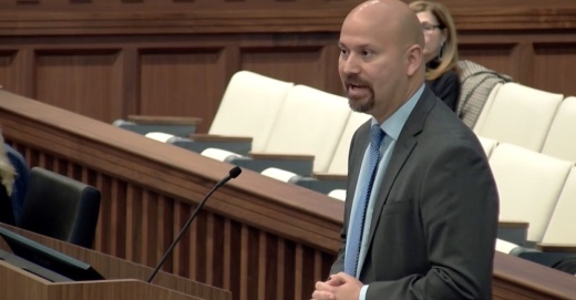 Juan Rodriguez, with the county’s public health department, reported a decrease in COVID-19 cases during a March 8 Commissioners Court meeting. (Screenshot courtesy Denton County)