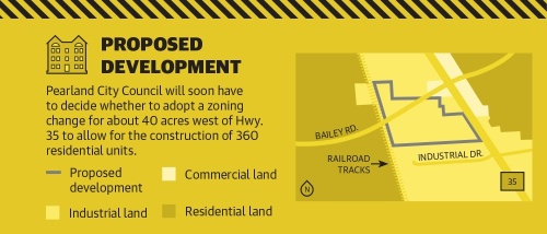 The proposed planned district could add up to 360 different residential units in Pearland if the second reading is approved. (James Inglish/Community Impact Newspaper)