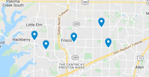 Google Maps screenshot of Frisco area