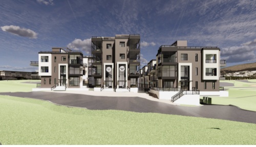 A rendering shows the proposed view of Legends View Condominiums from Cool Springs Boulevard.  The proposed 20-unit development at 201 Cool Springs Blvd. features executive office suite space in high-end condominiums. (Rendering courtesy city of Franklin)