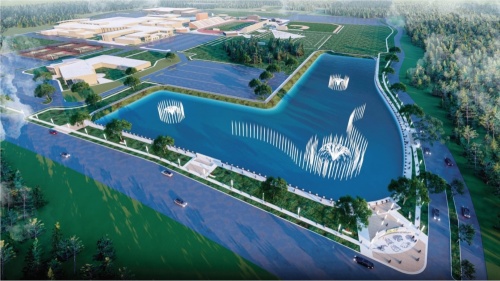 According to the March 10 meeting agenda, the retention pond will be built upon roughly 35 acres of property that is already owned by HISD, located at the corner of Will Clayton Parkway and Rustic Timbers Drive. (Rendering courtesy Humble ISD)