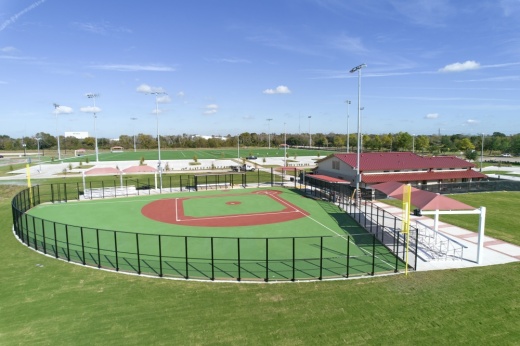 An aerial view shows the new Miracle League field that opened March 12 at the Sports Complex at Shadow Creek Ranch (Courtesy city of Pearland)