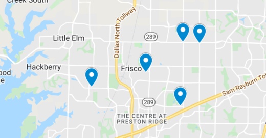 Google Maps screenshot of Frisco area