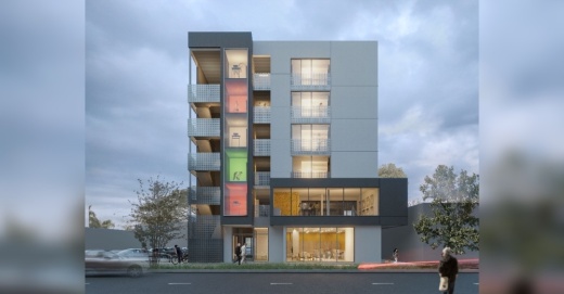 Watershed Development Group's Sixth and Chicon micro-apartment project will feature 60 micro-units across six stories. (Courtesy Mark Odom Studio)