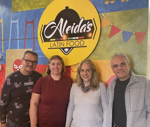 From left: Benito Briceno, Aleida Biagiotti, Maria Leon and Augusto Leon own Aleida's Latin Food. (Eddie Harbour/Community Impact Newspaper)