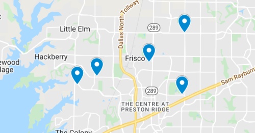 Google Maps screenshot of Frisco area