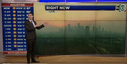 ABC 13 reported on wildfires causing smoke conditions in the Greater Houston area March 18. (Screenshot via ABC 13)