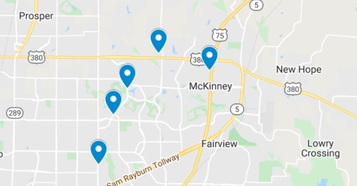 Google Maps screenshot of McKinney area