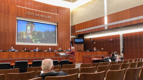 The inside of the Keller City Council chambers
