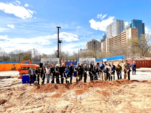 Developers broke ground on The Travis on March 24. (Courtesy JE Dunn Construction Co.)