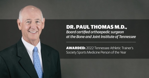 Dr. Paul Thomas, a board certified orthopaedic surgeon at the Bone and Joint Institute of Tennessee was named the Tennessee Athletic Trainer Society's Sports Medicine Person of the Year for 2022. (Community Impact Newspaper staff)