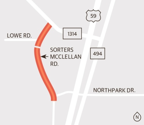 Montgomery County Precinct 4 began construction on (A) Segment 1 of the Sorters McClellan Road project Jan. 24 and began receiving bids for (B) Segment 2 in March. (Ronald Winters/Community Impact Newspaper) 
