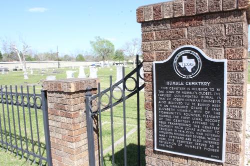 Located at 391-405 S. Houston Avenue, Humble, the Humble Cemetery is believed to be the town's oldest, with the earliest documented burial taking place sometime between 1867-79, according a Texas Historical Commission marker, which was awarded to the cemetery in 1992. (Hannah Zedaker/Community Impact Newspaper)