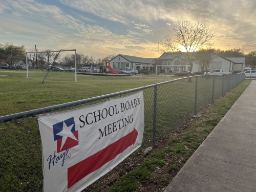 The Hays CISD board of trustees meets at the Historic Buda Elementary Campus at 300 San Marcos St., Buda. (Zara Flores/Community Impact Newspaper)