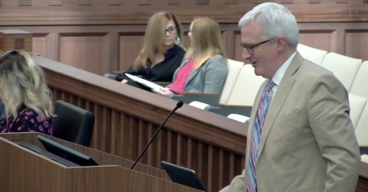 Public Health Director Dr. Matt Richardson talks about COVID-19, the flu and West Nile virus during a March 29 Denton County Commissioners Court meeting. (Courtesy Denton County)