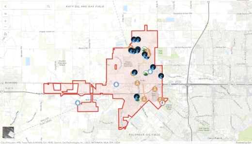 The newly implemented Capital Improvement Project Map shows all current projects for the city of Katy and is updated every third Thursday of each month. (Screenshot courtesy City of Katy)