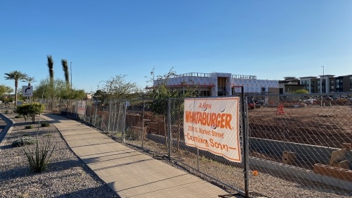 A Whataburger is being constructed south of SanTan Village mall. (Jason M. Gutierrez/Community Impact Newspaper)
