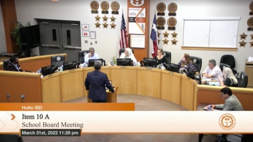 Screenshot of March 31 HISD board of trustees meeting