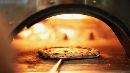 pizza inside oven