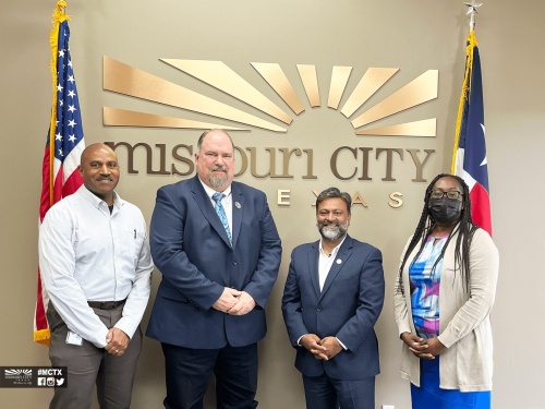 Charles “Tink” Jackson (second from left) was placed on administrative leave following a 6-1 Missouri City City Council vote April 4. (Courtesy city of Missouri City)