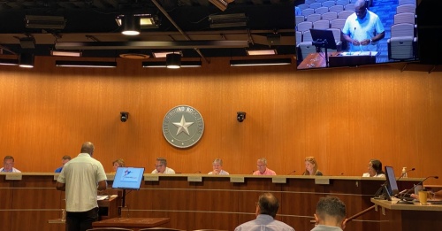 Rick Atkins, Round Rock parks and recreation director, updates council on efforts to repair the Clay Madsen Recreation Center to its pre-tornado state. (Brooke Sjoberg/Community Impact Newspaper)