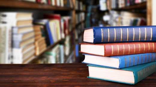 stack of books on a table