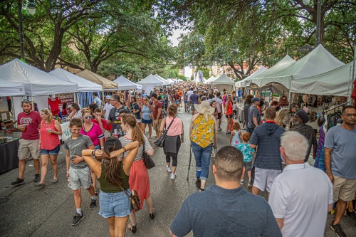The Pecan Street Festival returns May 7-8, 2022 in downtown Austin in this Sixth Street Historic District. (Courtesy Pecan Street Festival)
