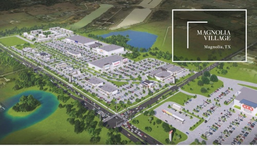Magnolia Village is a 60-acre mixed-use development proposed at FM 1488 and Spur 149 in Magnolia. (Rendering courtesy Gulf Coast Commercial Group)