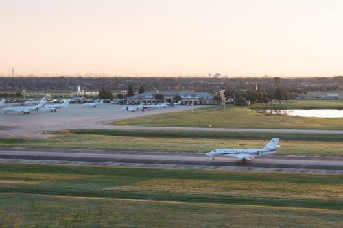 The airport’s master plan identified five airport-owned sites that could be used for nonaviation purposes. An ongoing study aims to identify the best use of each site. (Courtesy Sugar Land Regional Airport)