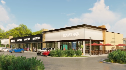Juniper Square Market is a retail center planned in Willis at the corner of FM 1097 and Kennedy Street. (Rendering courtesy Black Flag Properties)