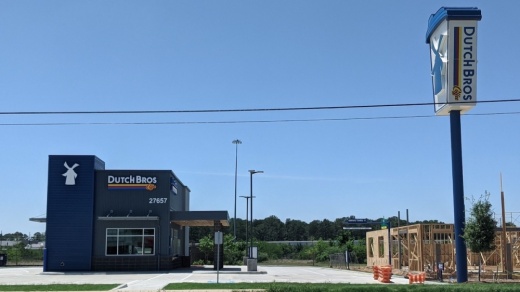 Dutch Bros Coffee is finishing construction at 27657 Business 249, Tomball. (Anna Lotz/Community Impact Newspaper)