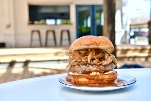 The Bordelaise Burger is among the offerings at Heights & Co. Patio and Cocktail Bar, coming soon to Yale Street. (Courtesy Alex Montoya)