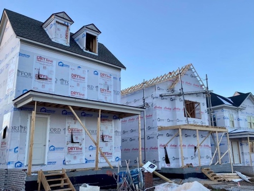 A home is under construction at SouthBrooke Homes, a new community south of Berry Farms on Lewisburg Pike. (Courtesy SouthBrooke Homes)