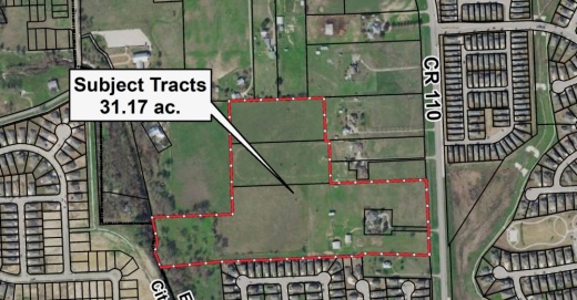 City officials approved the rezoning and annexation of 31.17 acres of property near CR 110 and 112 in Round Rock during a city council meeting on April 28. (Courtesy City of Round Rock)