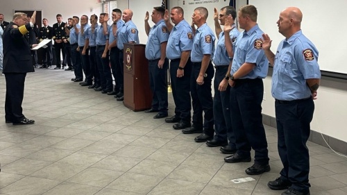 Montgomery County Emergency Services District No. 10, which serves the Magnolia area, held a graduation ceremony April 29 as 12 full-time firefighters joined the department. (Courtesy Ross Winkler)